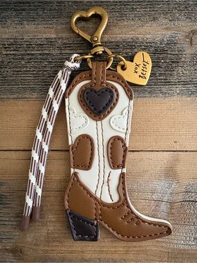 Betsey Johnson Cowboy Boot Keychain Purse Charm